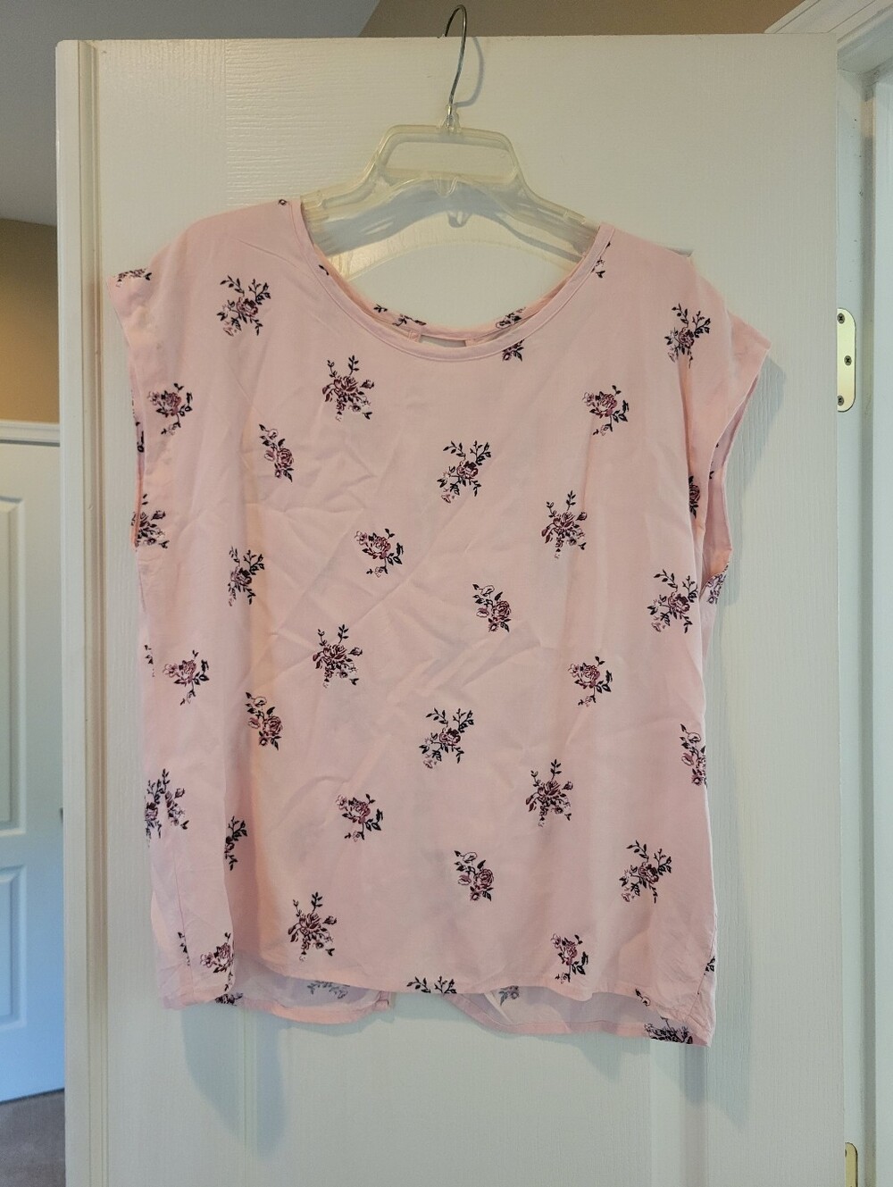Abercrombie & Fitch Pink Floral Sleeveless Blouse Top Round Neck Size M Y2K